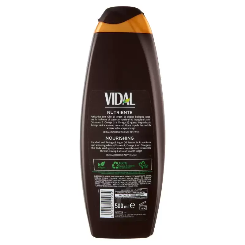 Vidal Gel De Dus Nutritiv Ulei De Argan Organic 500 ml Bax 12 buc.