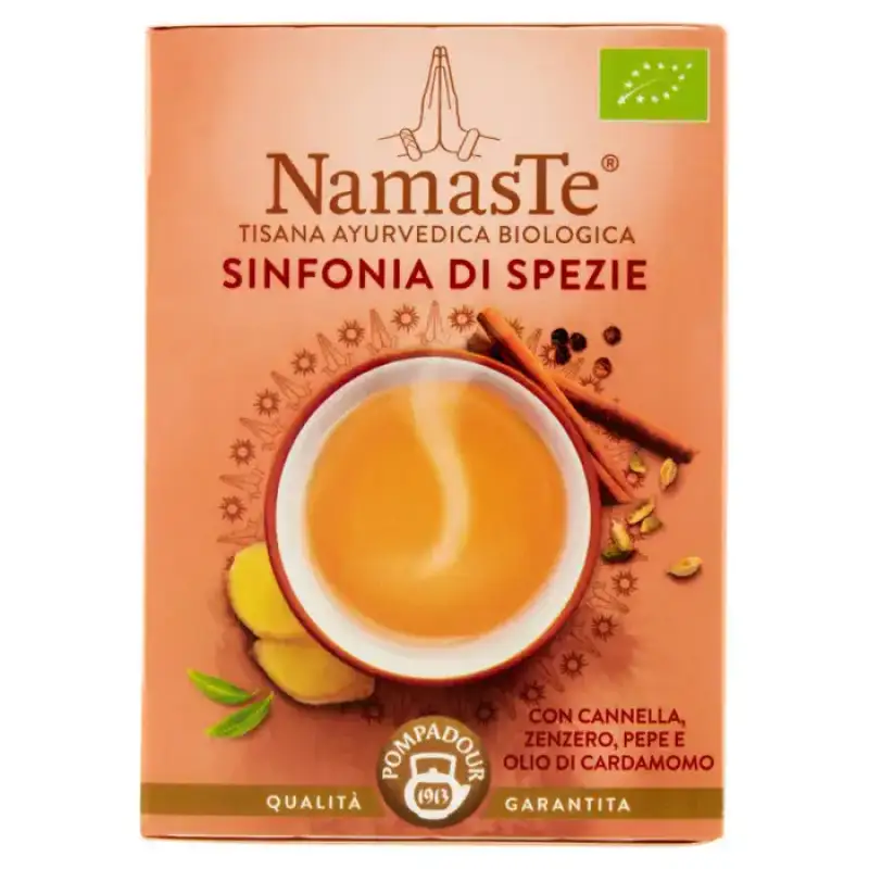Namaste Pompadour Ceai Ayurvedic Bio din Plante Simfonie de Condimente 15 x 2 g Bax 6 buc.