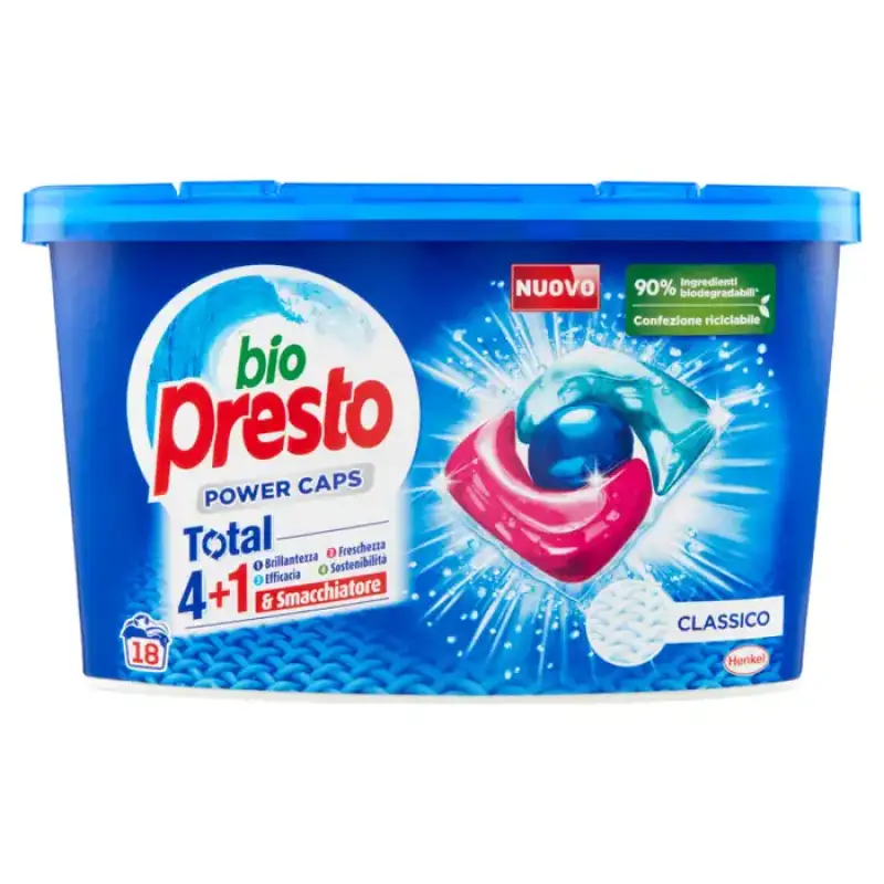 Bioi Presto Power Caps Classico 18 Lavaggi 18 x 12 g Bax 8 buc.