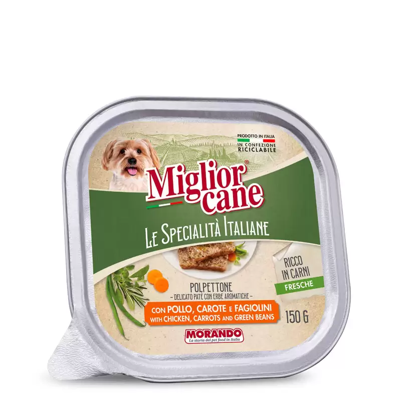 Miglior Cane Hrana Caine Meatloaf-Patè cu Pui, Morcovi și Fasole Verde 150 gr Bax 22 buc.