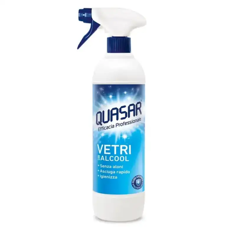 Quasar Detergent Spray Geamuri cu Alcol 580 ml, Bax 12 buc.