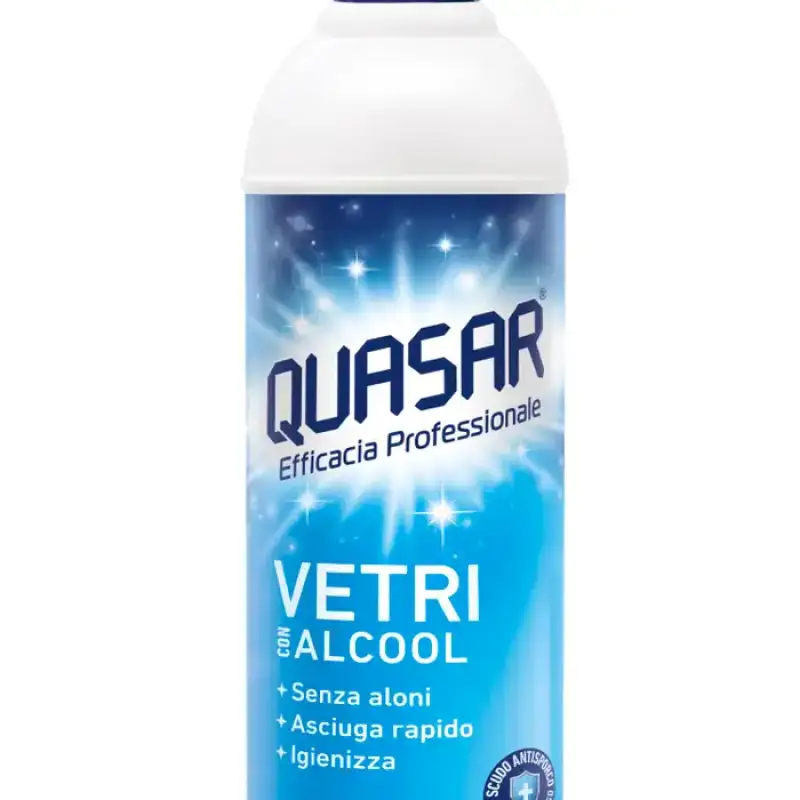 Quasar Detergent Spray Geamuri cu Alcol Rezerva 580 ml, Bax 12 buc.