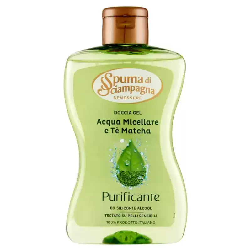 Spuma di Sciampagna Gel de Dus purificator Wellness Apa Micelara si Ceai Matcha 300 ml Bax 6 buc.