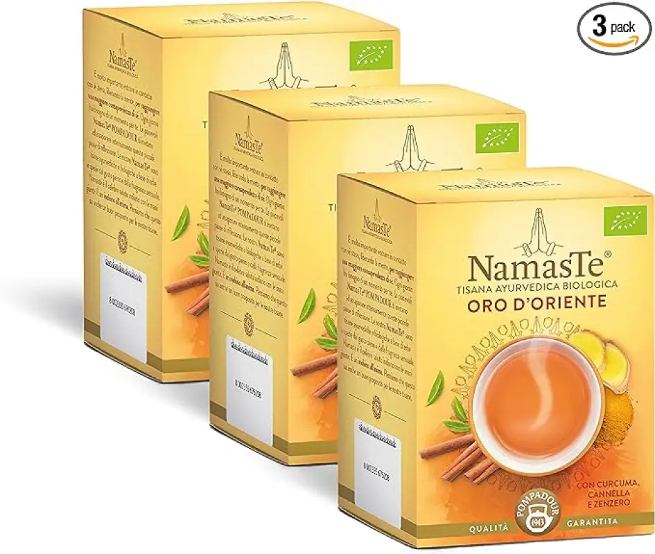 Namaste Pompadour Ceai Organic Ayurvedic din Ierburi Oro D'Oriente 15 x 2 g Bax 6 buc.