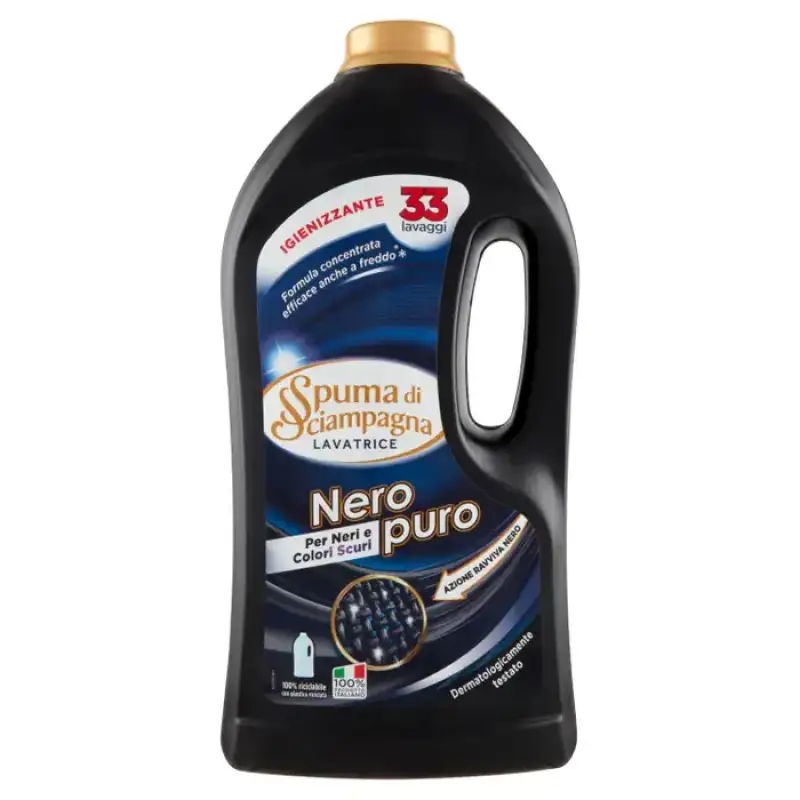 Spuma di Sciampagna Detergent Automat Lichid pentru Rufe Negre Fibre 33 spalari, Bax 8 buc.