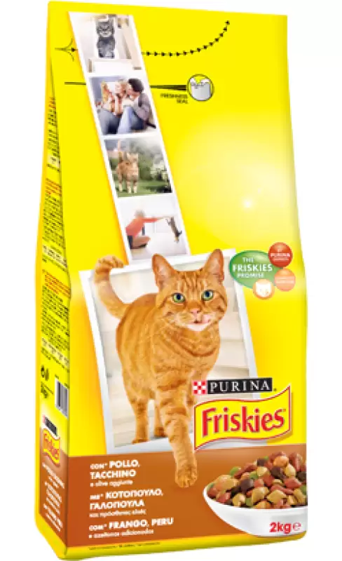 Friskies Hrana Pisica Adult Pui/Curcan si Masline 2 kg Bax 6 buc.