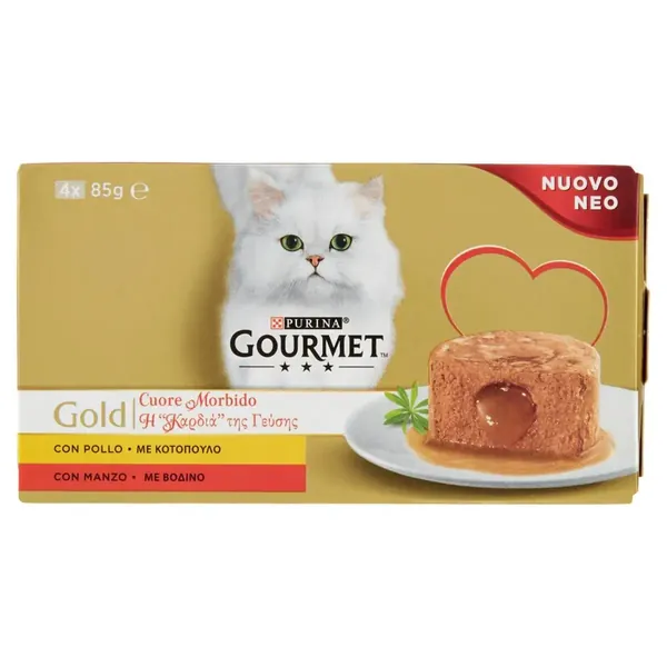 Gourmet Gold Hrana Pisici cu Carne de Vita/Pui 4 X 85 g Bax 12 buc.