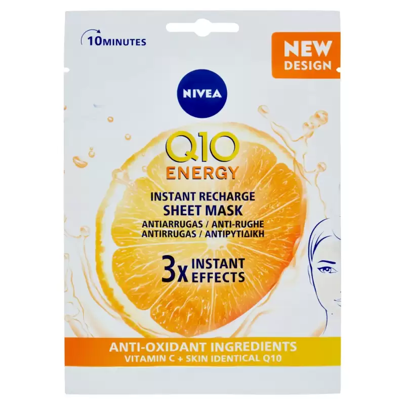 Nivea Masca de foaie antirid Q10 Reincarcare instantanee cu energie Bax 15 buc
