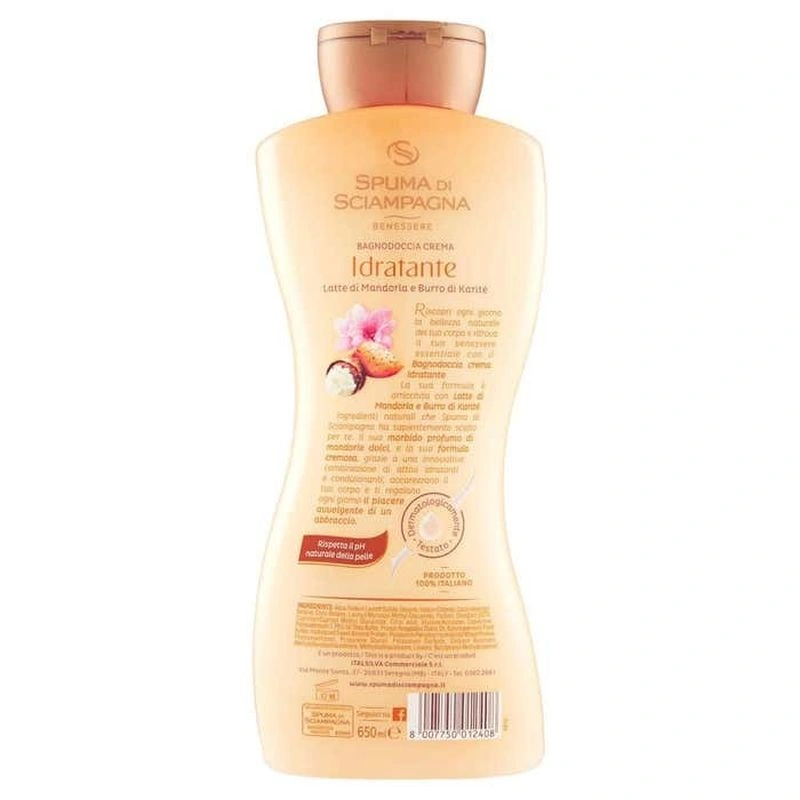 Spuma di Sciampagna Dus Spuma de Baie Crema Hidratanta Lapte de Migdale si Unt de KaritE' 650 ml, Bax 6 buc.