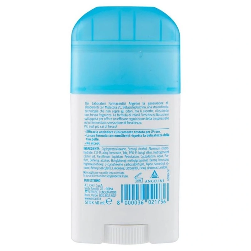 Infasil Deodorant Stick Unisex Prospetime Naturala 24h, 40 ml, Bax 6 buc.