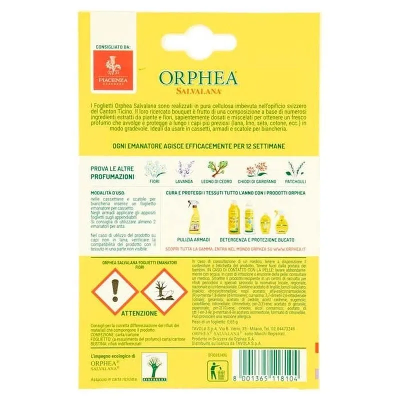 Orphea Plic Servetele pentru Dulapuri cu Parfum de Flori 12 buc., Bax 24 buc.