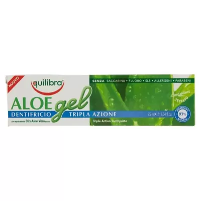 Equilibra Pasta De Dinti Gel Tripla Actiune, Aloe Vera, 75ML, Bax 12 buc.