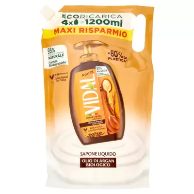 Vidal Sapun lichid Ulei de Argan Organic Ecorezerva 1200 ml Bax 6 buc.