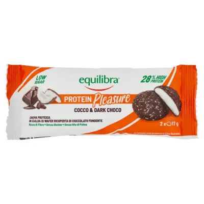 Equilibra Protein Pleasure Snack Cocos & Dark Choco 2 x 17g Bax 24 buc.