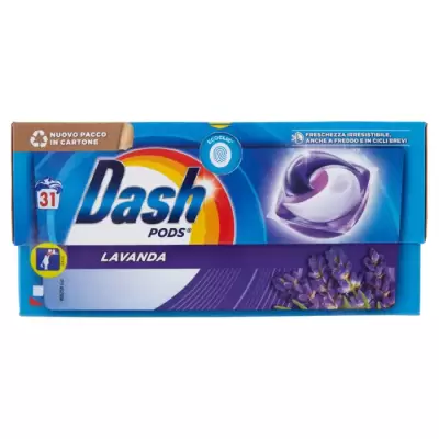 Dash Pods Capsule De Detergent Lavandă, 31 spălări 706,8 g Bax 4 buc.