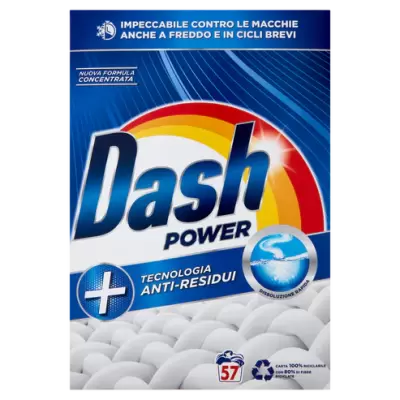 Dash Detergent Praf Automat Power, Tehnologie Anti-Reziduuri, 57 Spalari 2850 g Bax 1 buc.