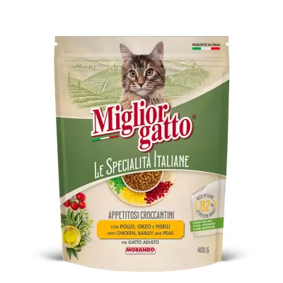 Miglior Gatto Hrana Pisica Adult cu Pui, Orz si Mazare 400 gr Bax 12 buc.