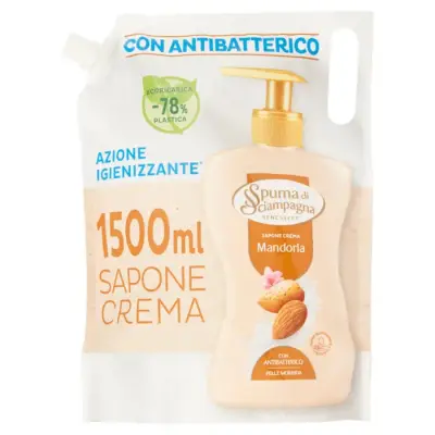 Spuma de Sampagna Sapun Lichid Crema de Migdale Ecoricarica 1500 ml Bax 8 buc.