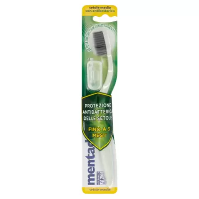 Mentadent Periuta de dinti cu peri medii cu antibacterian, Bax 12 buc.