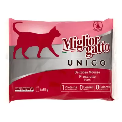 Miglior Gatto Unico Delicious Mousse de Sunca 4 x 85 g Bax 12 buc.