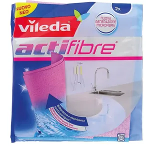 Vileda Laveta Super Absorbanta din Microfibra Multifunctionala Actifibre 27x32 cm 2 buc/set, bax 6 buc.