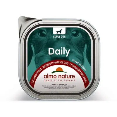 Almo Nature Daily Hrana pentru Caini Adulti cu Carne de Vita si Cartofi 300g Bax 9 buc.