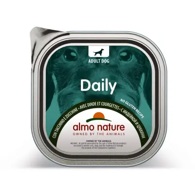 Almo Nature Daily Hrana pentru Caini Adulti cu Curcan si Dovlecel 300g Bax 9 buc.