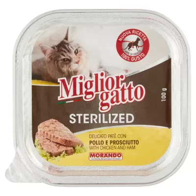 Miglior Gatto Sterilizat Pate Delicat cu Pui si Sunca 100 gr Bax 32 buc