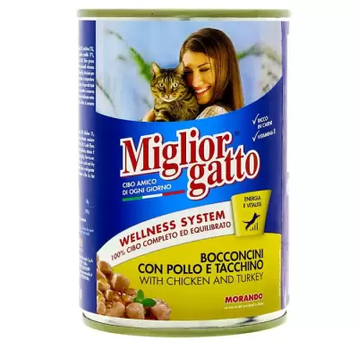 Miglior Gatto Bocconcini cu Pui/Curcan 400 g Bax 24 buc.