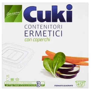 Cuki Recipient cu Capac Ermetic Patrat 1 lt, 3 Buc, Bax 6 Set