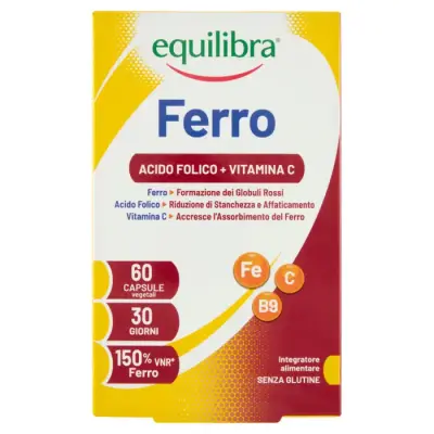 Equilibra Fier Acid Folic + Vitamina C 60 capsule vegetale Bax 9 buc.