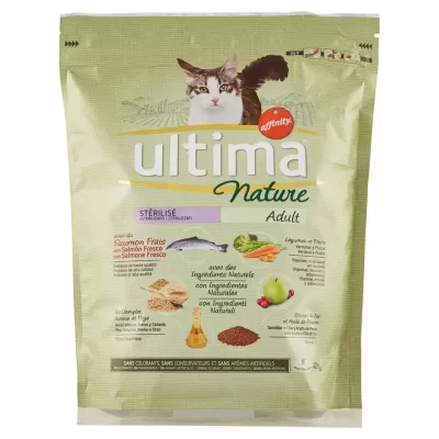 Ultima Pisica Nature Adult Sterilizata cu somon proaspat 400g Bax 8 buc