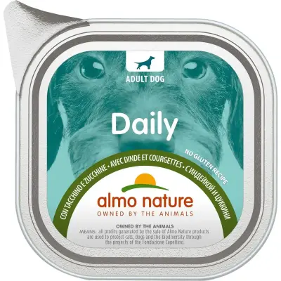 Almo Nature Daily Hrana pentru Caini cu Curcan si Dovlecel 100g Bax 24 buc.